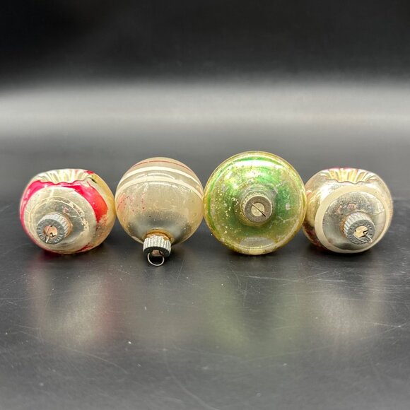 Vintage Shiny Brite Christmas Ornaments Mid Century Set Of 4 USA Indent Tornado - Picture 4 of 13